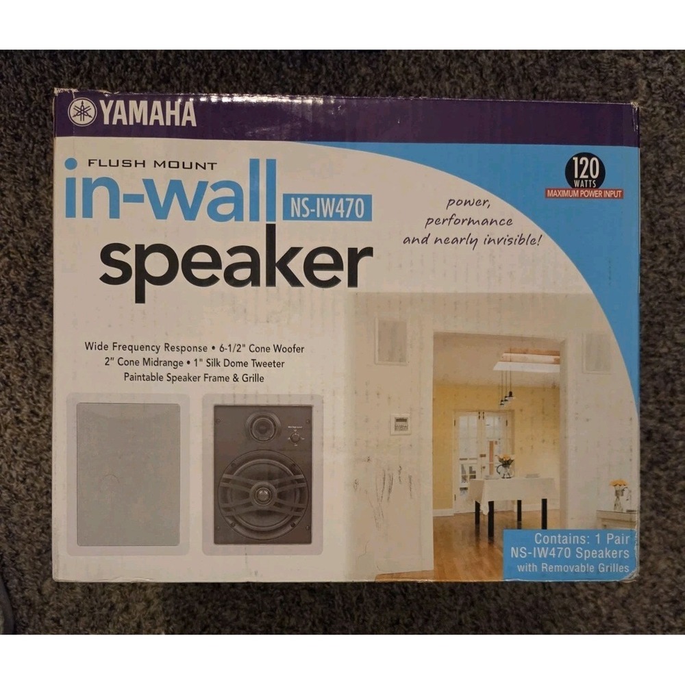 New Yamaha NS-IW470 6.5" 3-Way In-Wall Speakers 1 Pair Flush Mount White
